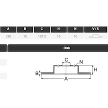 YAVUZSAN 13342 Fren Diski Arka Transit V347 06- Önden Ve Arkadan Çekıslı 280×16×107,5 1 Bijon