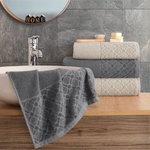 Diana 4 Parça Kadife Kutulu Banyo Havlu Havlu Seti Çeyiz Listesi Banyo Havlusu El Yüz Havlusu Antrasit Bej