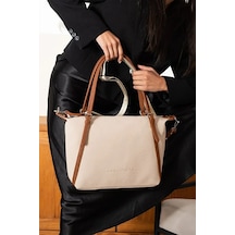 Just Polo Kadın Büyük Valiz Boy Ayarlanabilir Askılı Lüks El & Omuz Çantası Shoulder Bag Krem Taba Just Polo Kadın Büyük Valiz Boy Ayarlanabilir Askılı Lüks El & Omuz Çantası Shoulder Bag Krem Taba