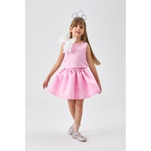 Le Mabelle Pembe Organze Fiyonklu Kız Çocuk İkili Takım - Gale Pembe