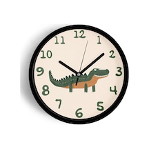 Sevimli Timsah Çocuk Odası Modern Duvar Saati - 30cm - Önü Camlı Siyah Kasa - Sessiz Mekanizma-jh0227 Siyah