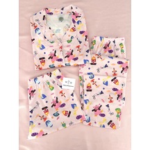 Mh Moony Homewears Inside Çizgi Film 3'lü Yumuşacık Pijama PEMBE