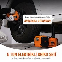 5 Ton Elektronik Kriko Bijon Tabancası Araba Kompresörü Full Set 5 Tona Kadar Kaldırma
