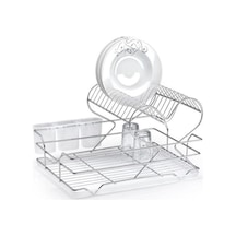 Lalezar Metal İki Katlı Kalpli Tabaklık Bulaşıklık