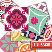 Kendinden Yapışkanlı Pembe Desenli Pvc Karo 20x20 Cm 5 Li Paket