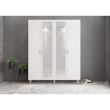 Açelya Aynalı Portmanto Vestiyer Ayakkabılık Meşe Beyaz - M2 160cm Meşe Beyaz