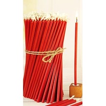 50 Adet Balmumu Mum Ve 3 Adet Özel Dizayn Ahşap Mumluk Dilek Mumu Doğal Petek Mum Tören Parti Doğum Günü Beeswax Candle Kırmızı 50 x 22