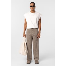 Vamos Yıkamalı Baggy Gabardin Pantolon Vizon