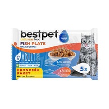 3 Adet Bestpet Somonlu Ton Balıklı Ve Hamsili Tahılsız Jöle İçinde Yetişkin Kedi Yaş Maması 5x85 Gr