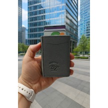 Newish Polo Rfid Özellikli Patlı Mekanizmalı Cüzdan Kartlık -dokulu Suni Deri Gri