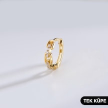 Goldkupe 14 Ayar Taşlı Tek Modern Halka Altın Küpe 0,58 Gr-6325