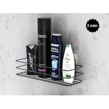 2li Set Kancasız Banyo Askısı Sağlam Yapışkanlı Siyah Banyo Rafı Siyah Diğer
