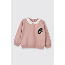Panço Kız Çocuk Bebe Yakalı Sweatshirt Pembe Panço Kız Çocuk Bebe Yakalı Sweatshirt Pembe