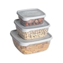 Trend Box Kare Sızdırmaz Kapak Saklama Kabı 3&apos Lü Set Gri
