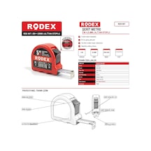 Rodex Rdx 907 5 Metre 25 Mm Alttan Stoplu Şerit Metre 5 M