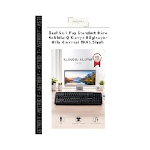 Özel Seri Tuş Standart Büro Kablolu Q Klavye Bilgisayar Ofis Klavyesi Tk01 Siyah