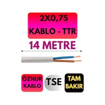 Öznur 2x0,75 Ttr Kablo Metre Seçenekli Beyaz - 14 Metre