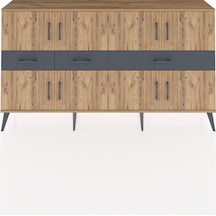 Arges Konsol 5 Raflı 3 Çekmeceli 8 Kapaklı 176x30x99 Çam-çam/antrasit Atlas Çam/antrasıt - Atlas Çam