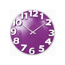 Mor Kabartma Rakamlı Küresel Spor Geometrik Duvar Saati Mor