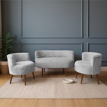Azra Mobilya Sydney Modern Koltuk Takımı Modern İskandinav Tarzı Welsoft Yumuşak Kumaş Açık Gri Açık Gri