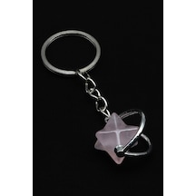 Pembe Kuvars Doğal Taş Anahtarlık - Anh-0146