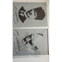 Büyük Boy Atatürk Stencil Kalıp 2 Adet Birden