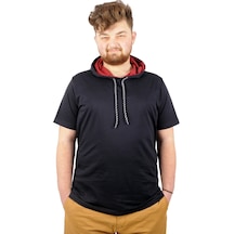 Mode Xl Büyük Beden Oversize Tshirt Kapşon Basic 21115 Lacivert 001