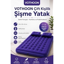 Çift Kişilik Şişme Yatak Dahili Pompalı 203x152x22 Cm 2 Yastıklı Çok Renkli