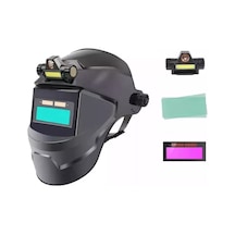 Geeksen Otomatik Işık Değiştiren Kaynak Maskesi Güneş Enerjili True Color Kaynak Kask Siyah