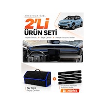 Citroen C3 Aircross 2023-2026 Uyumlu Torpido Örtüsü + Tay Tüyü Bagaj Çantası Seti - Siyah Mavi