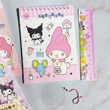 Spiral Not Defterli Cetvelli My Melody Kuromi Model Normal Ve Şeffaf Sticker Dergisi - Model 2 Çok Renkli