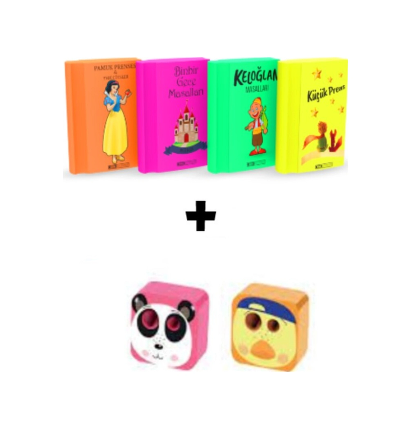 Art.21 Silka 4 Adet Neon Kitap Silgi Ve 2 Adet Cubies Kalemtraş Seti Kız Öğrenci