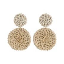 E2002-15 Double Cake Bamboo Vine Handmade Woven Earrings Bosomia Style Earrings Gümüş