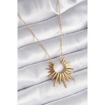 316l Çelik Gold Renk Güneş Model Vintage Kadın Kolye Altin