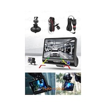 Araç İçi Kamera 4'' Lcd Ekran 3 Kameralı 170 Geniş Açı 1080p G-sensör Gece Görüşlü Uyumlu Yol Kayıt