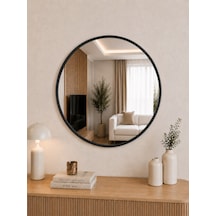 Effe Siyah Metal Çerçeveli 50 Cm Yuvarlak Ayna