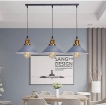 Rsylight Retro Dekoratif 3 Lü Gri Rustik Metal Sarkıt Avize 60 Cm