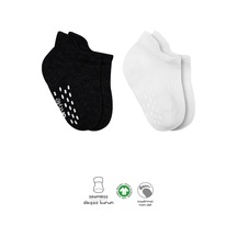 Mey İthalat 2'li Sneakers Kaymaz Basic Penye Çorap 20103 Siyah Ekru