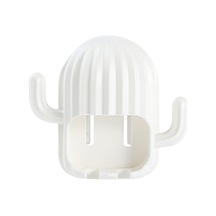 Pazly Yapışkan Kaktüs Delmesiz Çok Amaçlı Diş Fırçası Organizatörü - Elektrikli, Takı, Saç Bandı Beyaz, Ergonomik Tasarım Beyaz