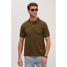 Tudors Erkek Slim Fit Dar Kesim Premium Seri %100 Pamuk Yumuşak Dokulu Merserize Haki Polo Yaka Tişört -50922