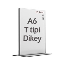 A6 T-tipi Dikey Şeffaf Föylük Menü Broşür Etiket Fotoğraflık Albüm Stand Sehpa