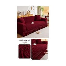 Bürümcük 3 Kişilik Koltuk Örtüsü. Etekli Koltuk Kılıfı. Çekyat Kanepe Örtüsü. 1 Adet Bordo - 876024568 Bordo