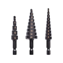 Suofeng 3 Adet Hss Nitrid Kaplama Siyah Basamaklı Matkap Ucu Seti 3-12, 4-12, 4-20 Mm Altıgen Saplı Delme Ve Genişletme İçin Opp Paketli