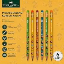 Faber-castell Pirates Desenli Kurşun Kalem 6 Adet 2b Yuvarlak Gövde Çok Renkli
