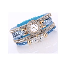 Bej Kadın Moda Kuvars Bilek Vintage Örgü Wrap İzle Bilezik