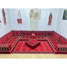 Coton Şark Köşesi Lüx Minderli Oda Takımı Kırmızı