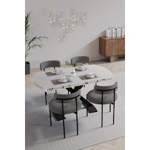 Avvio Pıero Lak Panel 80x130 Açılır Yemek Masası Mutfak Masası 4 Kişilik Masa Sandalye Takımı Düz Beyaz Modelavvio226