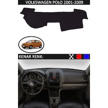 808 Group Volkswagen Polo 2001-2009 İçin Uygun Torpido Koruma Halısı Siyah Kenar Renk Siyah