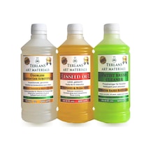 Terlans Yağlı Boya Seti Yardımcı Malzemeler 3x500ml Kokusuz Terebentin - Keten Yağı - Boya Fırça Temizleyici
