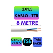 Öznur 2x1,5 Ttr Kablo Beyaz Metre Seçenekli - 8 Metre